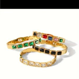 Big Rhinestone Stainless Steel Bangles Bracelets